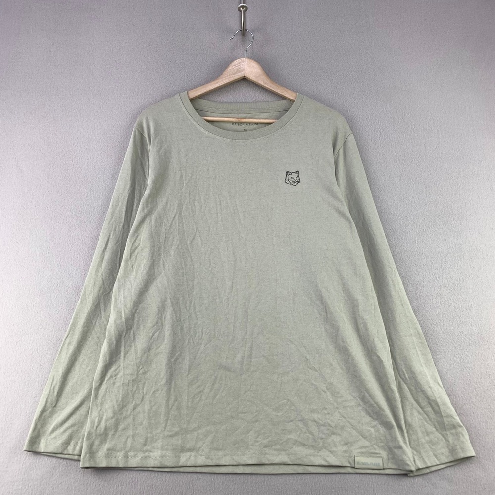 Maison Kitsune x EVA AIR Lounge Top Adult Large Khaki Long Sleeve Logo T-Shirt